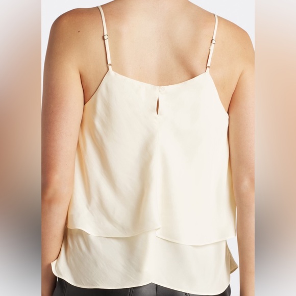 Elegant Cream Tiered Satin Women's Top - Picture 2 of 3
